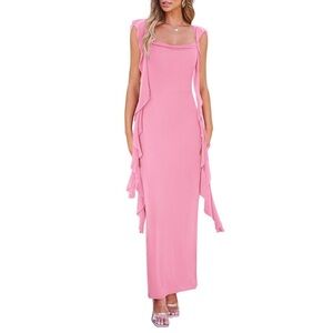 PRETTYGARDEN Women's Long Formal Sleeveless Ruffle Cocktail Party Maxi Dress
